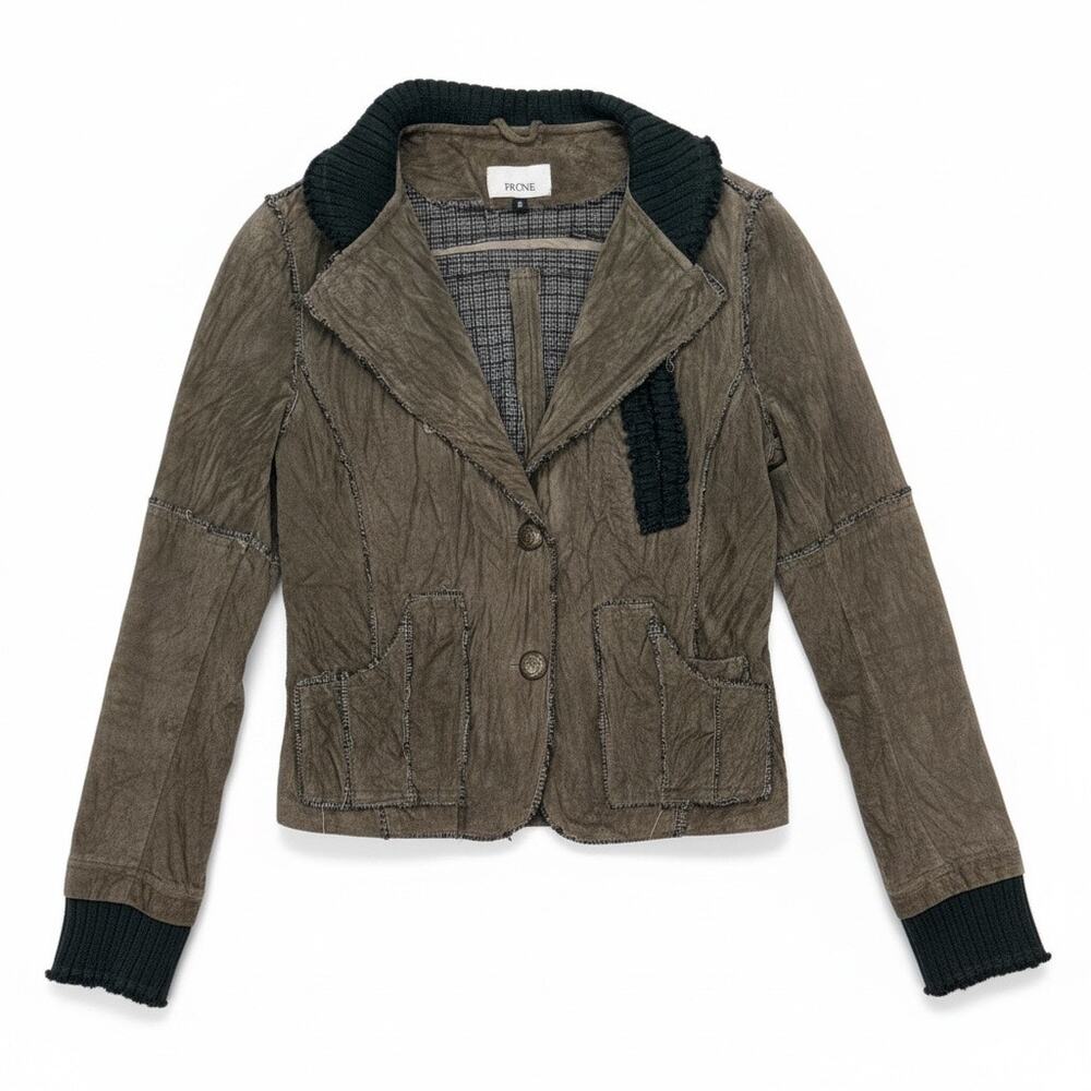 Y2k Prüne Leather Crafted Academic Jacket